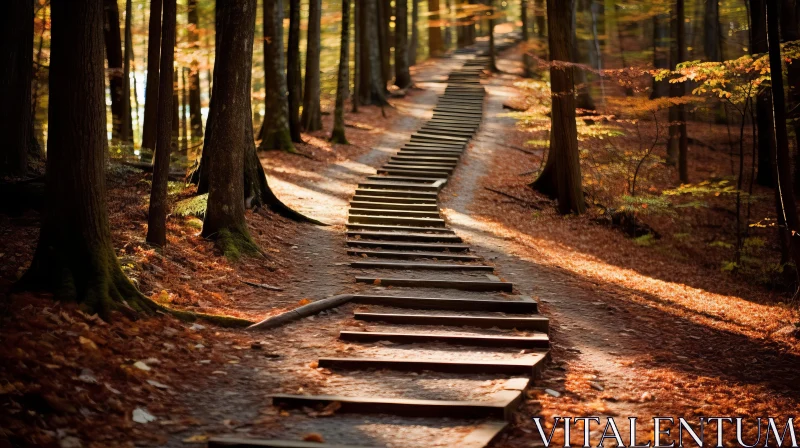 Wooden Steps at the Edge of a Forest | Inspirational Transport Core Art AI Image
