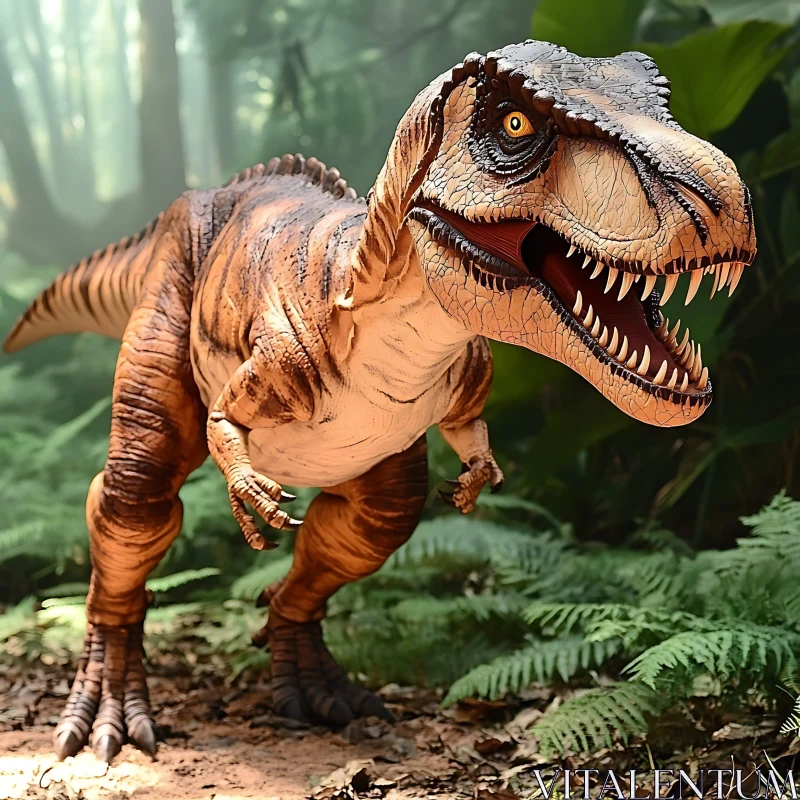 AI ART T-Rex Roaming in Greenery