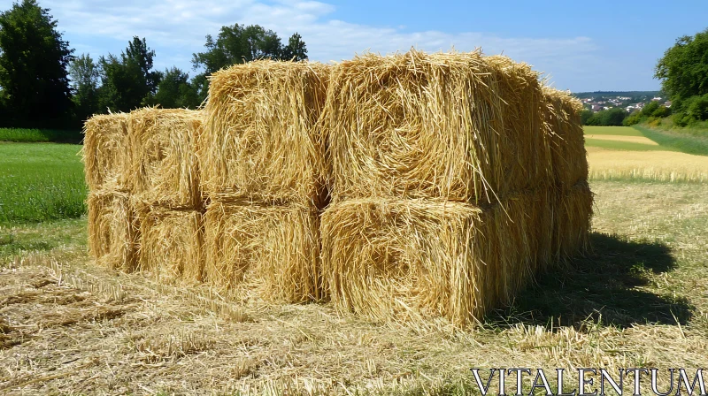 Hay Bales in Field AI Image