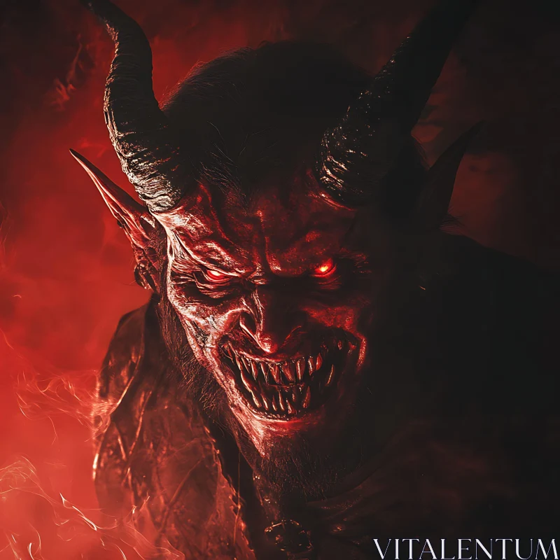 AI ART Red Eyed Demon with Horns