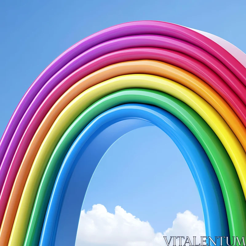 Rainbow Arch Against Blue Sky AI Image