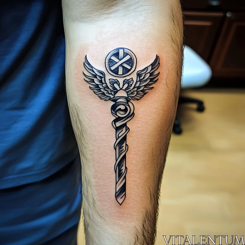 Wings and Spiral Tattoo AI Image