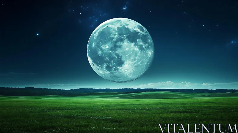 AI ART Lunar Glow Over Green Pastures