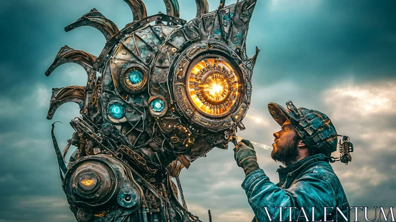 AI ART Welding a Cyborg - A Fusion of Man and Machine