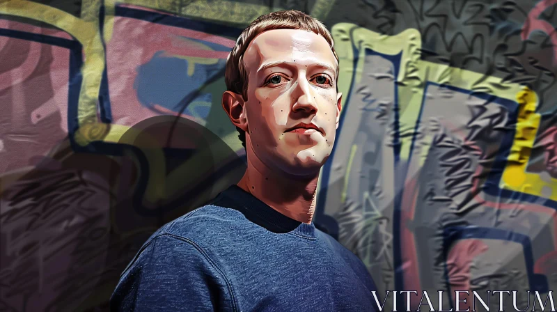 Urban Art Portrait of Mark Zuckerberg AI Image