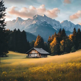 Idyllic Cabin in Mountain Landscape