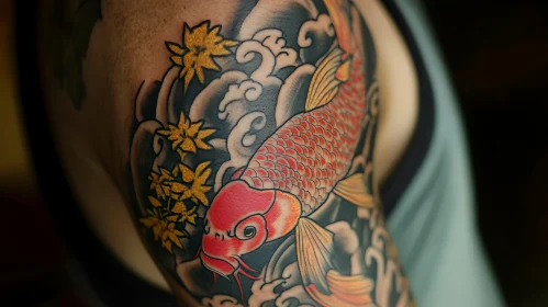 Vibrant Koi Fish Arm Tattoo