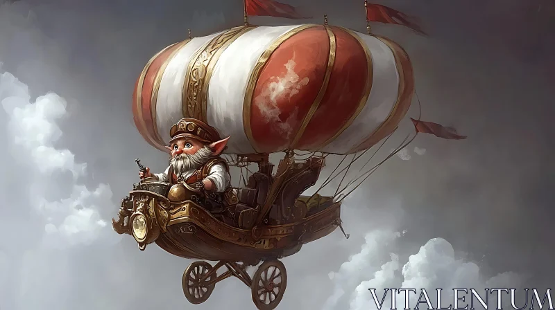 AI ART Airship Adventure with Gnome Pilot