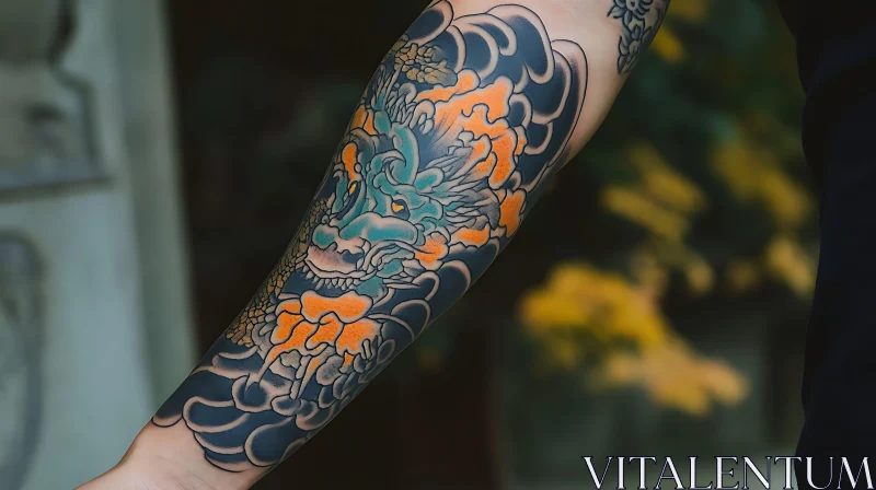 Detailed and Colorful Arm Tattoo AI Image