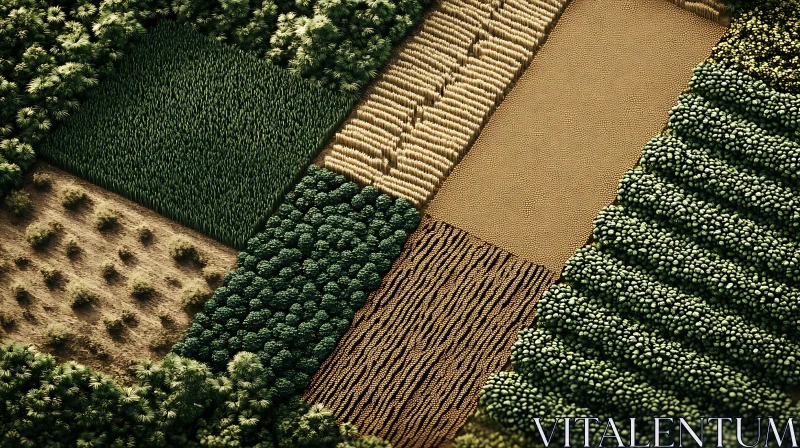 AI ART Patchwork Fields: An Aerial Tapestry of Agriculture