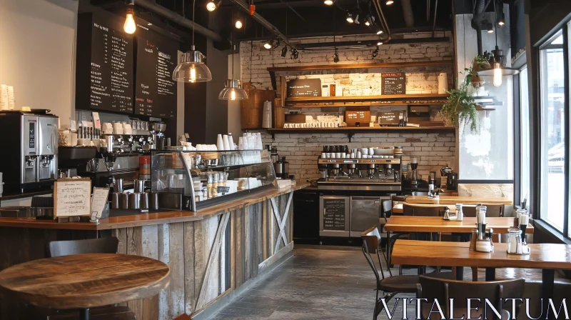 Rustic Cafe with Brick Walls AI Image