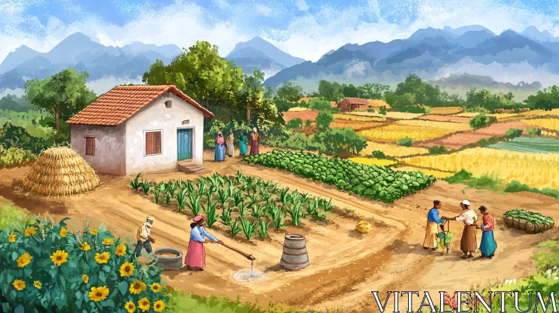 Rural Farming Landscape AI Image