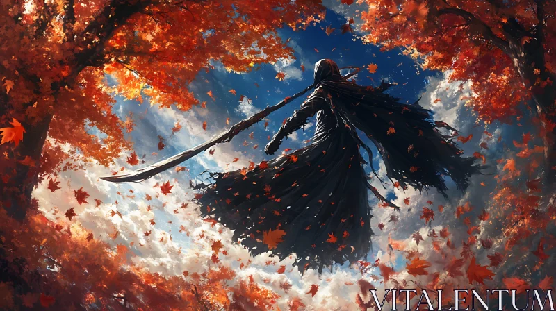 AI ART Figure in Autumn Landscape