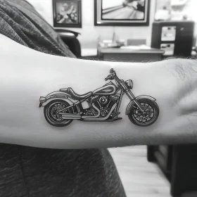Grayscale Motorcycle Tattoo Design