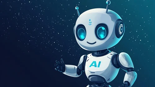 Cute AI Robot Character Illustration