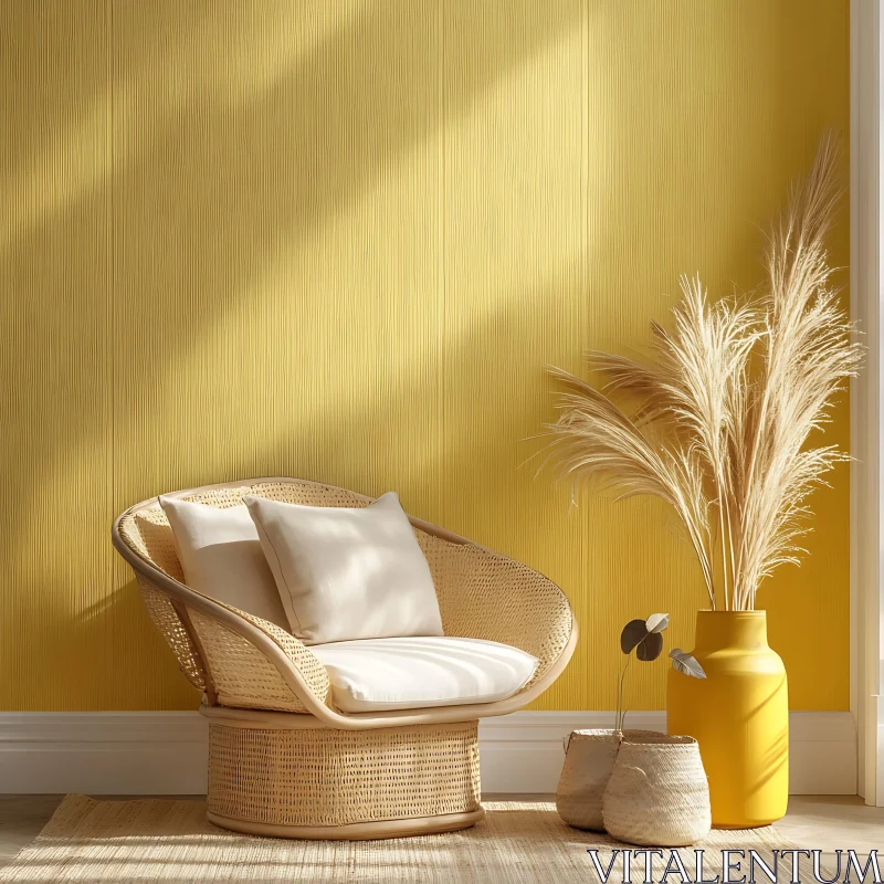 Cozy Interior with Wicker Furniture AI Image