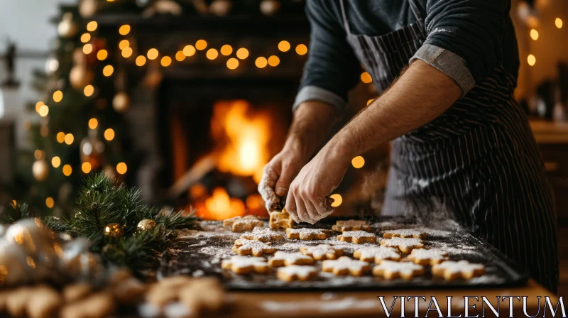 Homemade Christmas Cookies by the Fire AI Image