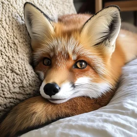 Relaxing Fox on a Pillow