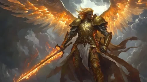 Golden Angel with Flaming Sword