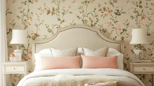 Vintage Bedroom Interior with Pink Accents