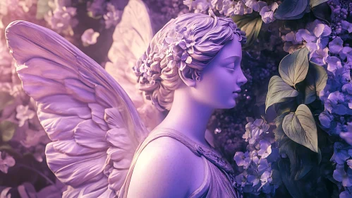 Floral Angel Sculpture: Serene and Elegant