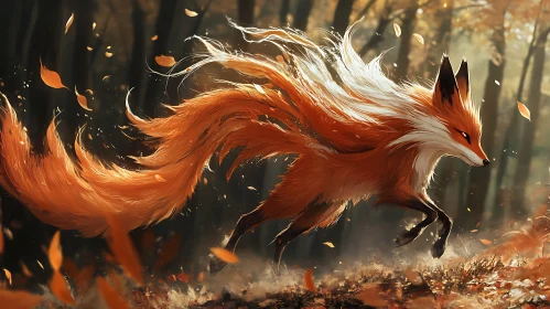 Nine-Tailed Fox in the Enchanted Forest