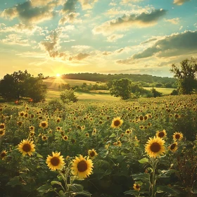 Radiant Sunflowers at Dusk