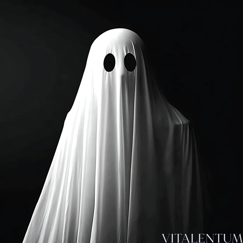 AI ART Mysterious Ghost Silhouette Against Black Background