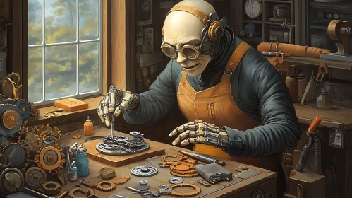 Steampunk Cyborg Gear Repair