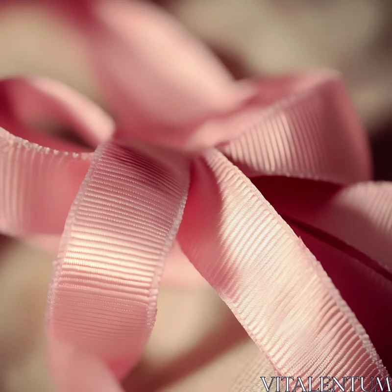 Delicate Pink Ribbon Macro Shot AI Image