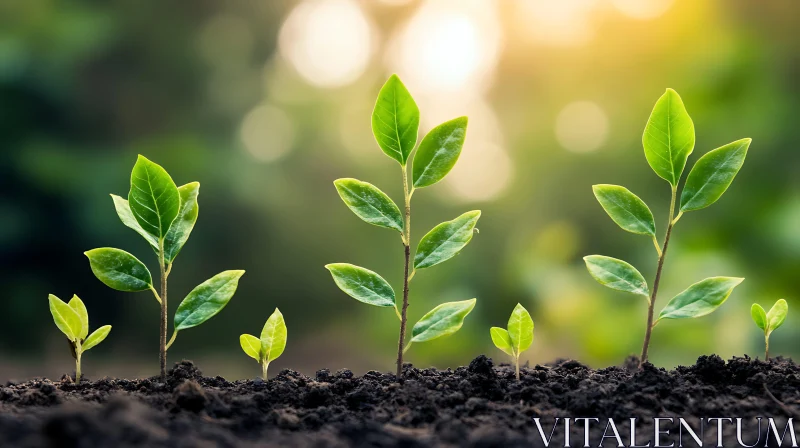 Green Seedlings Growing in Soil AI Image