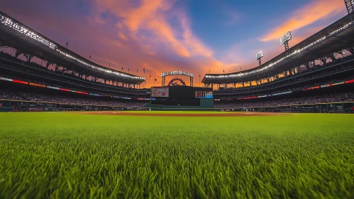 Sunset Over Baseball Stadium