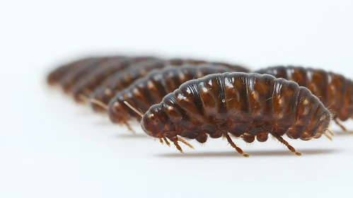 Detailed Shot of Millipedes in a Row