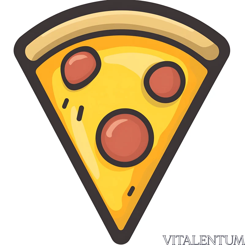 Pepperoni Pizza Slice in Cartoon Style AI Image