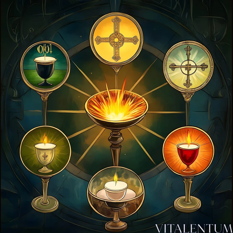 Religious Symbolism Chalices and Candles AI Image