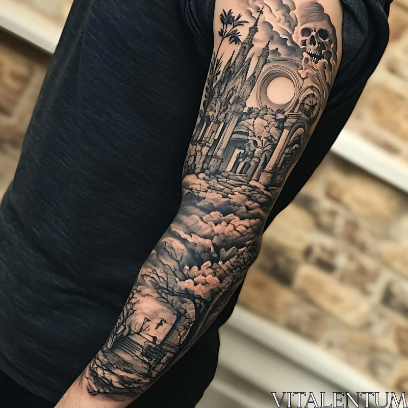 Gothic Full Sleeve Tattoo Design AI Image