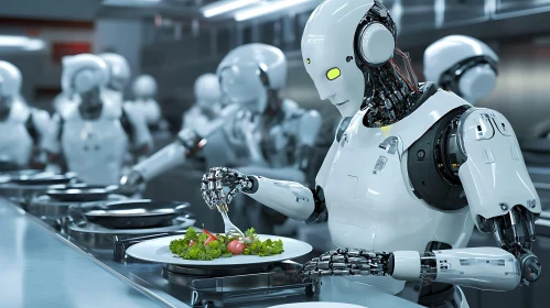 Cyborg Chef Plating Salad