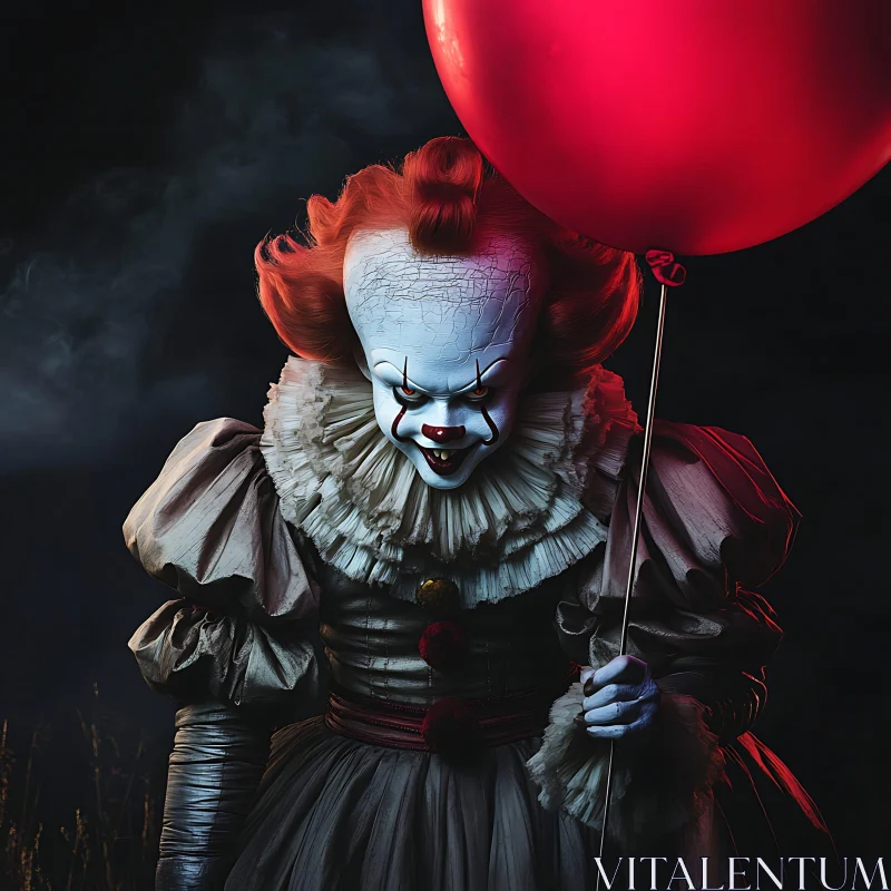 Sinister Clown Holding Balloon Image AI Image