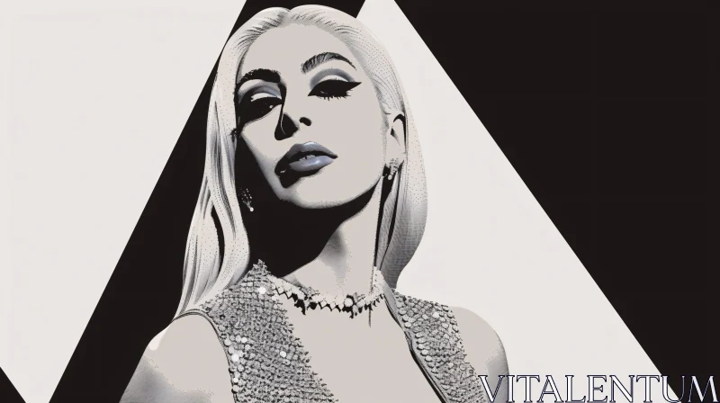 AI ART Elegant Monochrome Lady Gaga Portrait