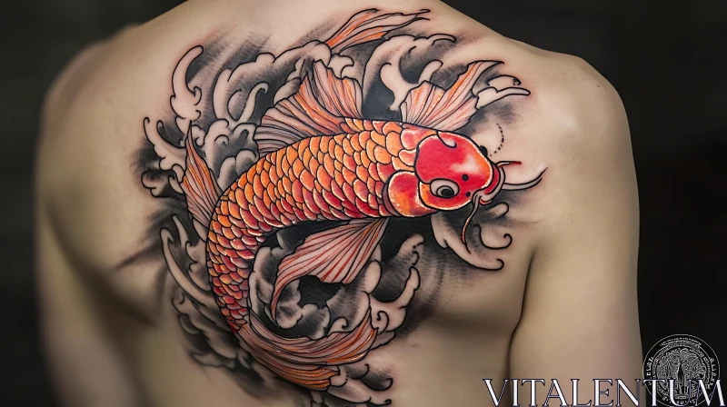 Artistic Koi Fish Tattoo on Back AI Image