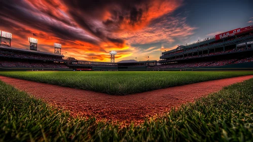 Baseball Field at Sunset