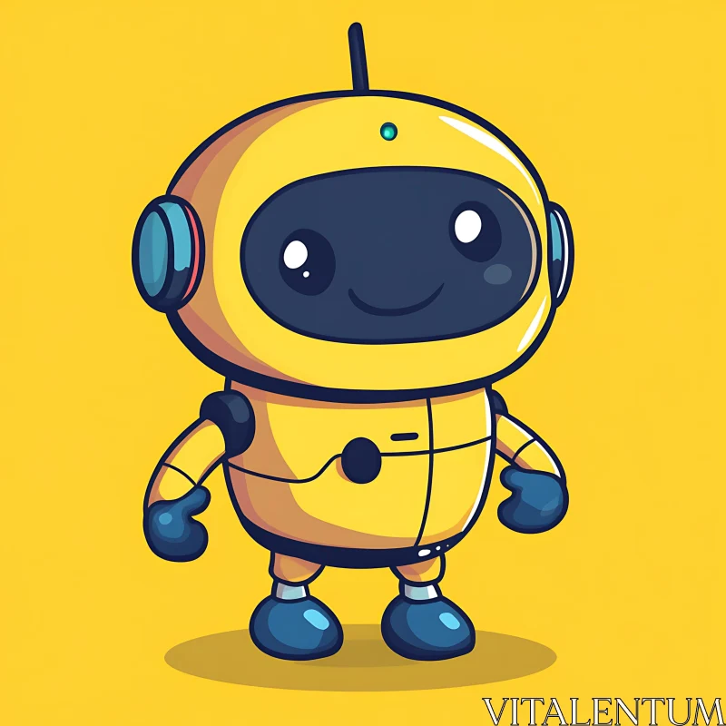 Friendly Yellow Robot Cartoon Image AI Image