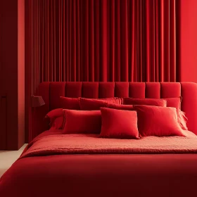 Monochromatic Red Bedroom with Velvet Accents