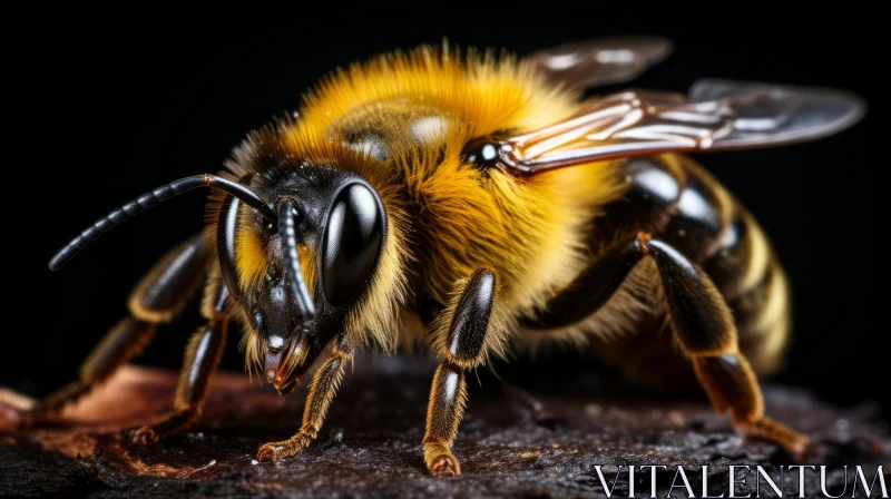 Isolated Yellow Bee on a Black Background: An Intriguing Close-Up AI Image