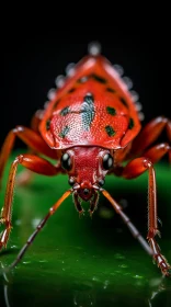 Red Bug on Leaf - Detailed Animal Portrait