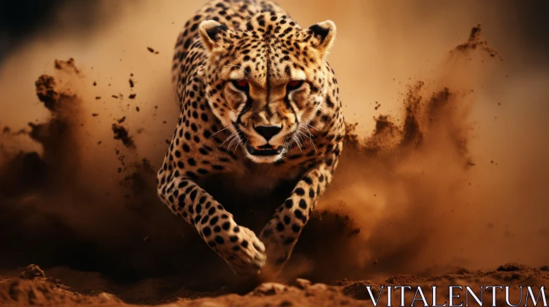 Running Leopard in Sand - Layered Imagery Art AI Image