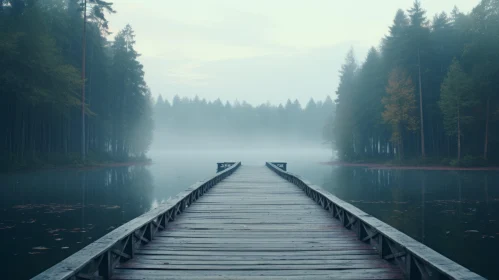 Serene Foggy Lake with Atmospheric Woodland Imagery