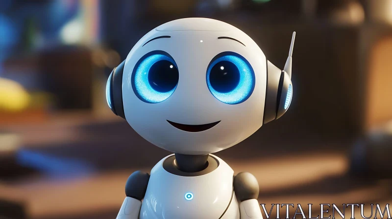 Charming Android with Glowing Eyes AI Image