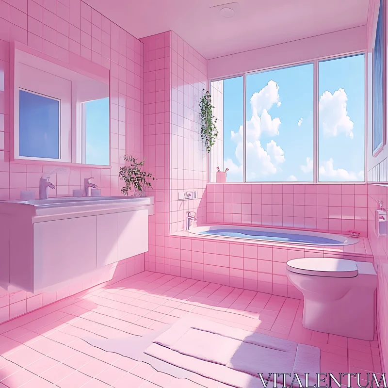 AI ART Pastel Pink Bathroom Interior Design