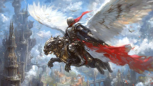 Winged Lion and Knight Over Metropolis